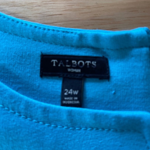 Talbots Woman Turquoise Blue Cap Sleeve Sheath Dress 24W Plus Size - Picture 3 of 7